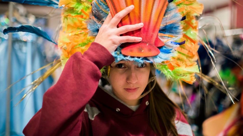 Costumed performers during the Philadelphia Mummers Parade