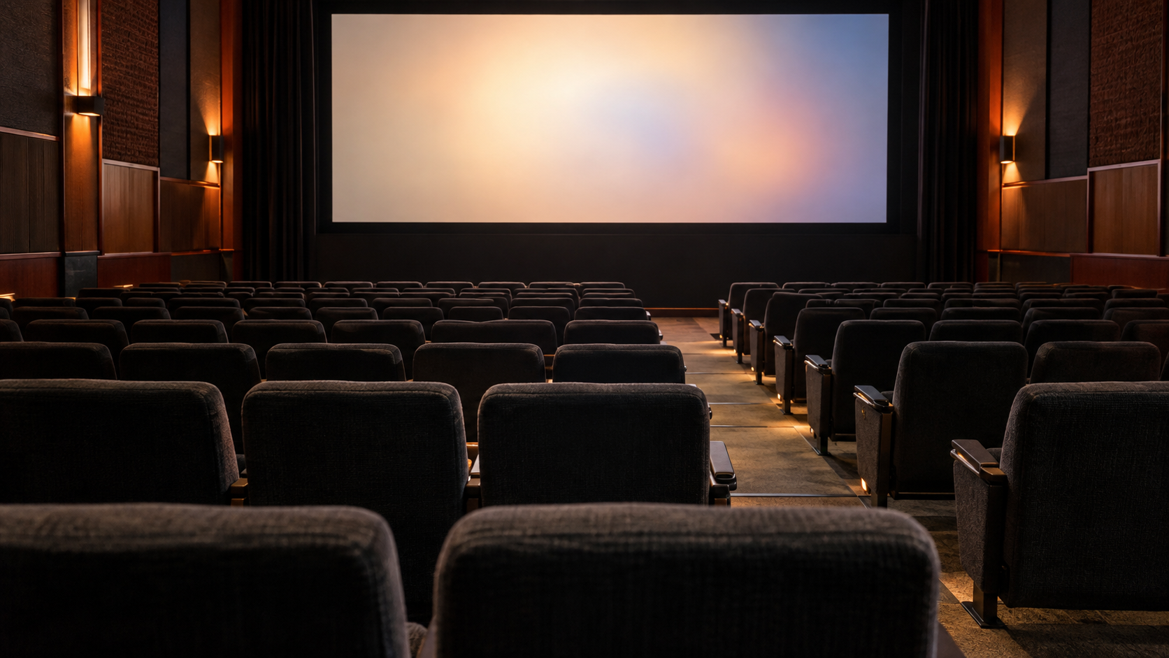 Empty Austin screening room prepared for a film festival audience